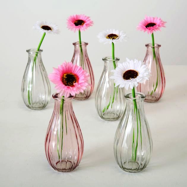 Boltze Vasen Set mit künstlicher Gerbera Blüte weiß oder rosa, 1011504, 4020607593107