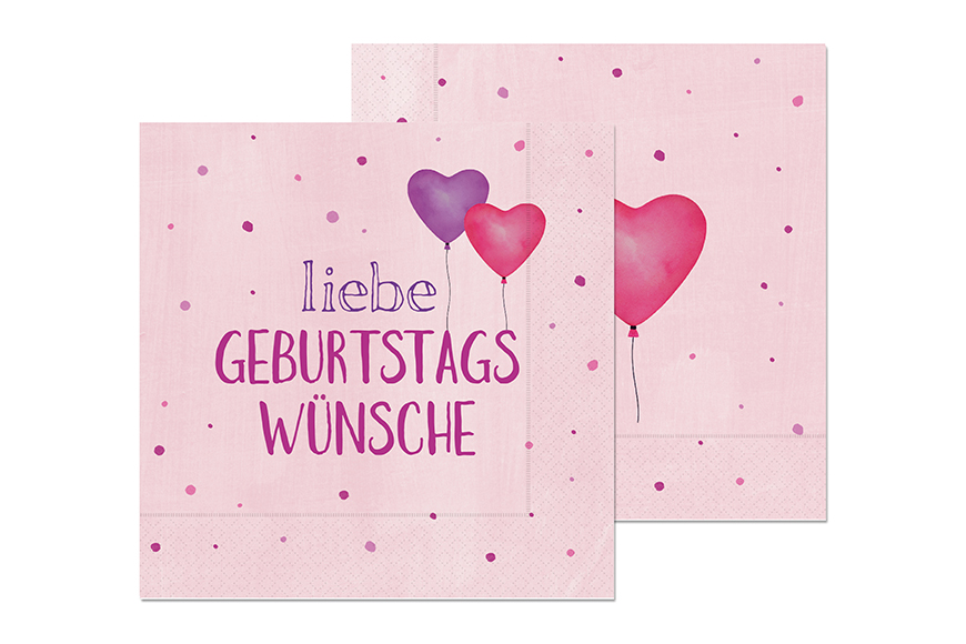 Papier Servietten "Liebe Geburtstagswünsche", 130234, 4027268288847