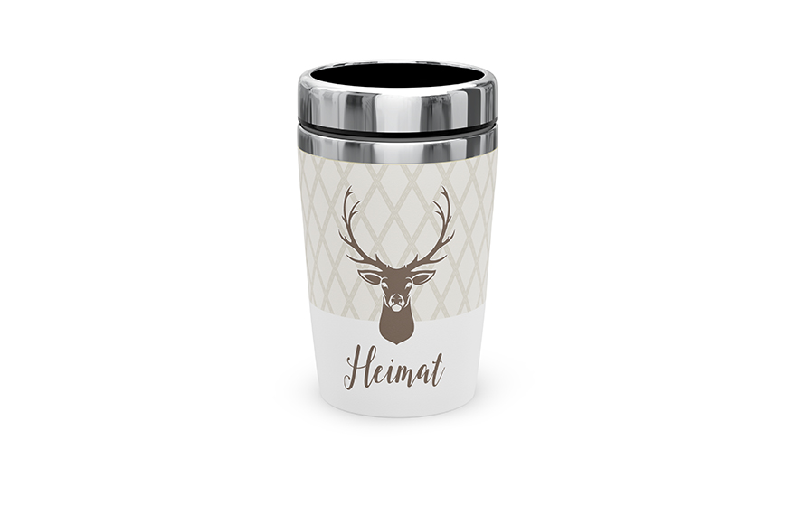 Geschenk für Dich Coffee Tee to go Thermobecher Outdoor Camping-Becher "Heimat" mit Hirsch Motiv , 388833, 4027268278725