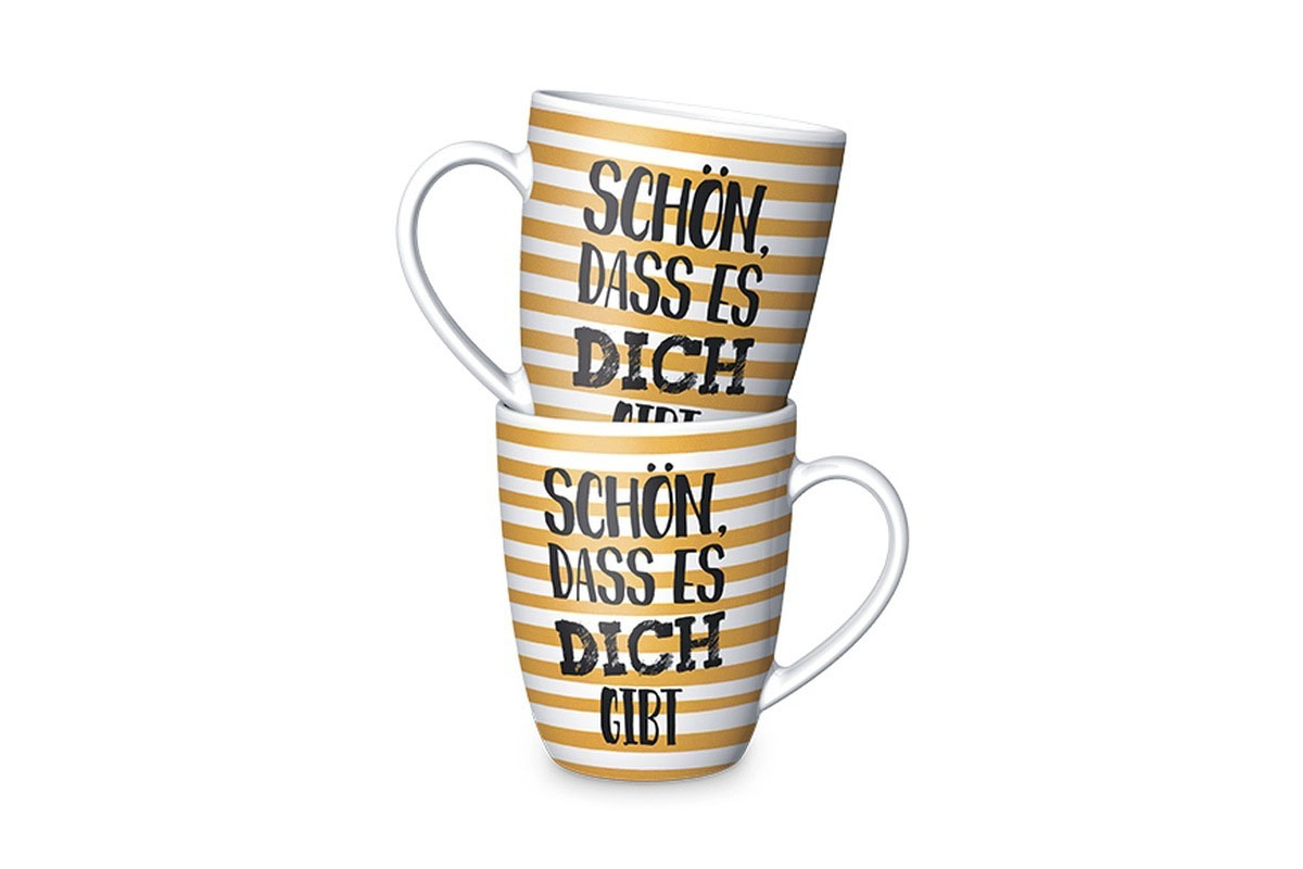 Tasse, Becher mit Spruch "Schön, dass es Dich gibt" - Streifen, 950439, 4027268259427