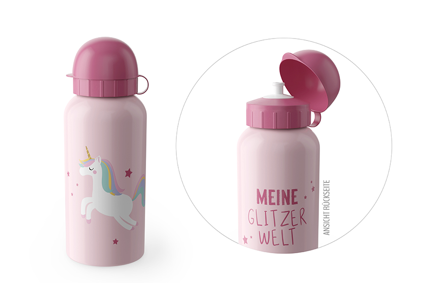 Geschenk für Dich :-) Kinder Trinkflasche Einhorn "Meine Glitzerwelt", 537331, 4027268306794