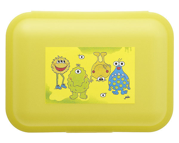 Mila Brotdose Mimo Monster 24032, Butterbrotdose, Lunchbox, Lunchboxen, aus Kunststoff, Mila Design with a smile, gelb