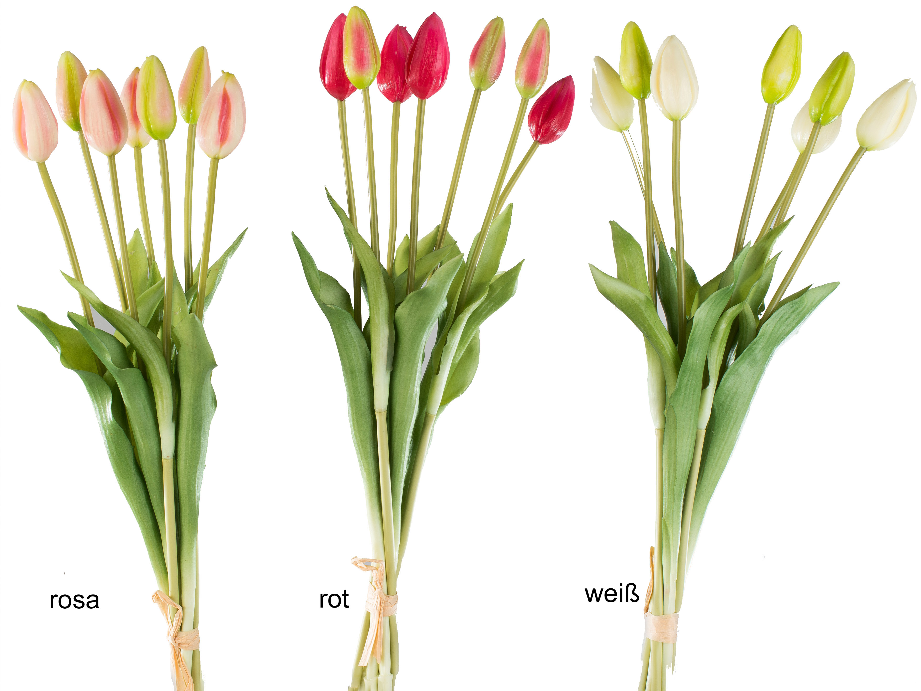 Tulpenbündel mit 7 Knospen, künstlicher Tulpenstrauß rosa, rot, weiß, 671158, 4025809671158