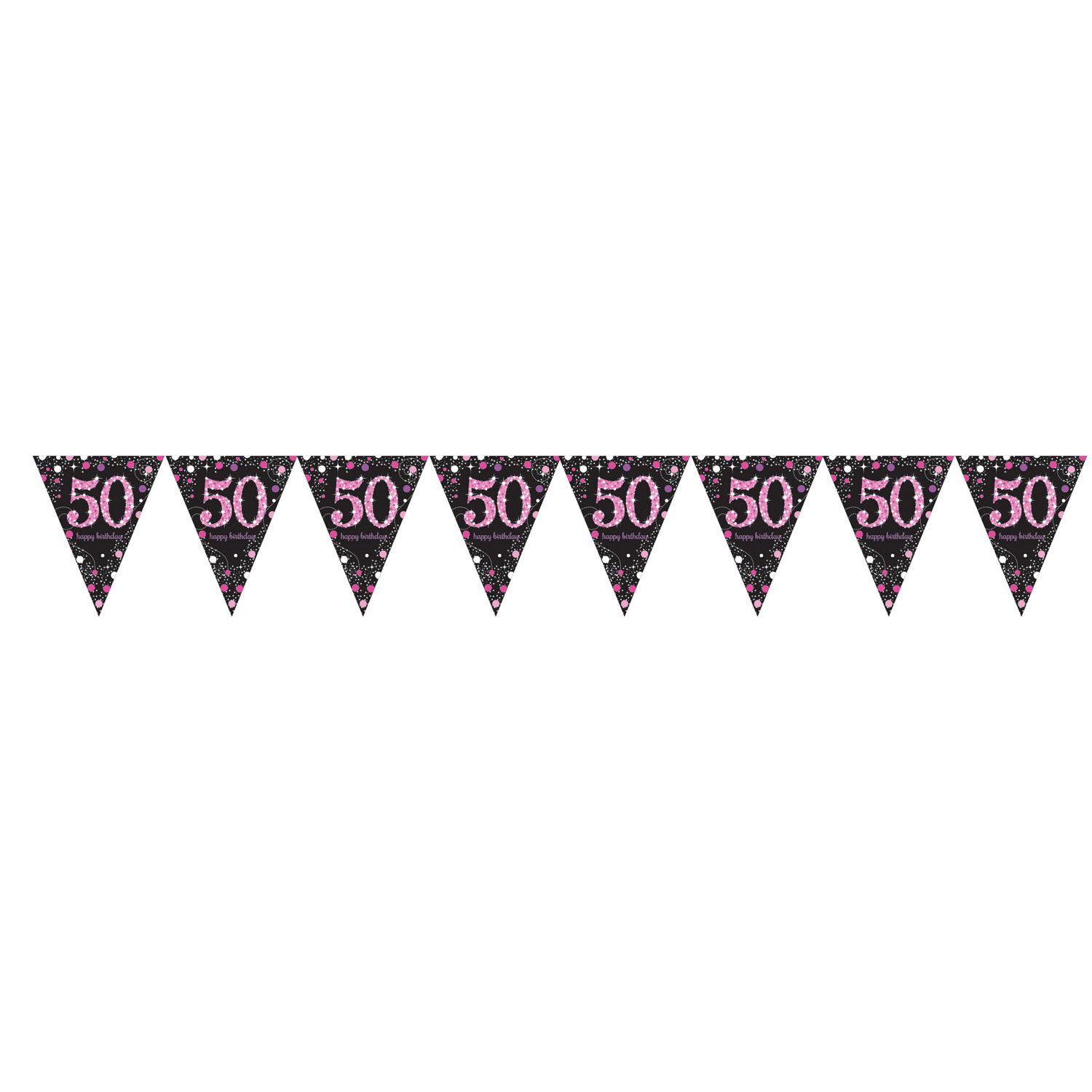 Wimpelkette Wimpelgirlande zum 50. Geburtstag pink schwarz, 013051637705