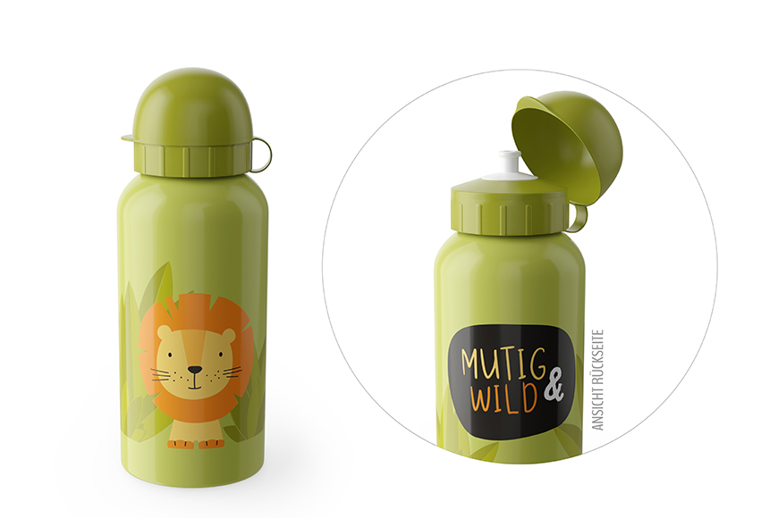 Geschenk für Dich :-) Kinder Trinkflasche Löwe "Mutig & Wild", 537334, 4027268306824