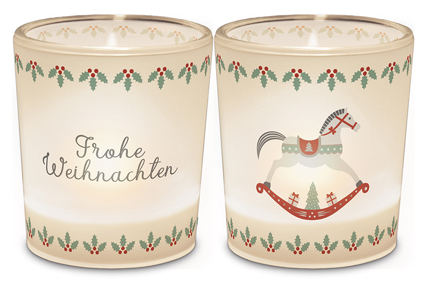 Windlicht Kerzenglas mit Botschaft "Frohe Weihnachten", 640153, 4027268280742