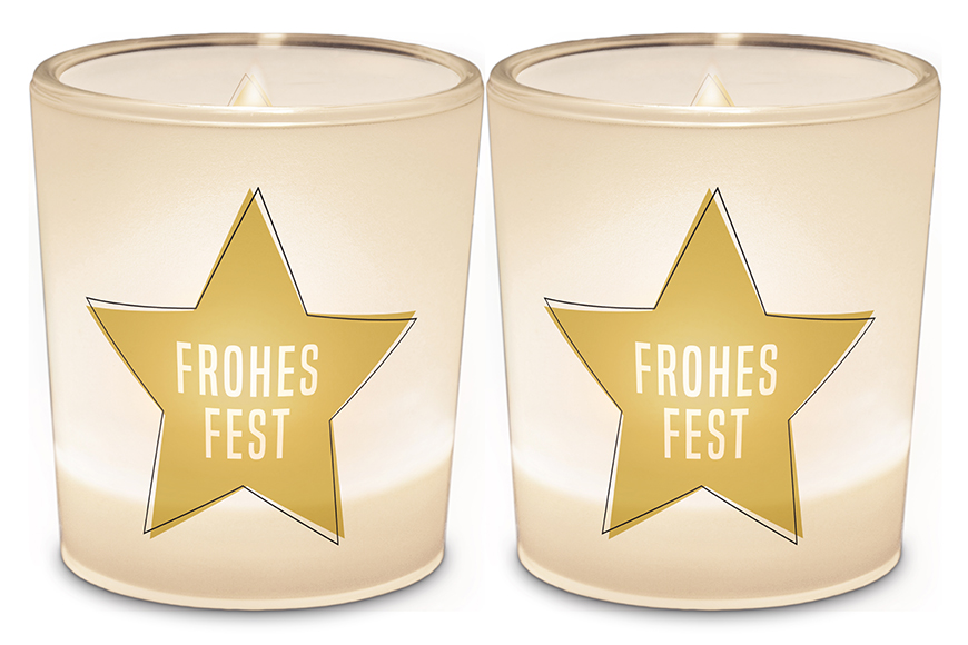 Windlicht Kerzenglas mit Botschaft "Frohes Fest", 640143, 4027268280704