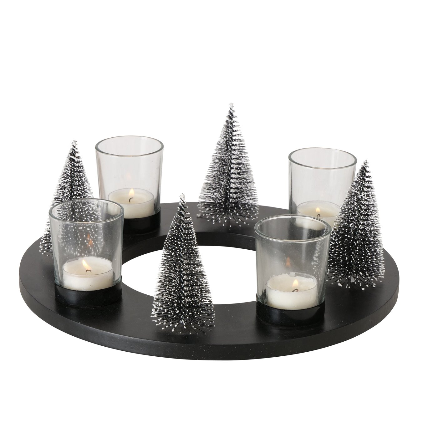 Teelichthalter Adventskranz rund schwarz D30cm, 2024270, 4066076061129, Boltze Weihnachtsdekoration online kaufen bei Malou