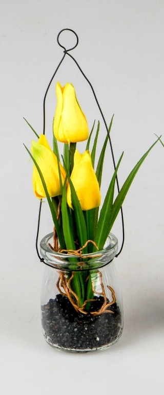 Kunstblume Tulpe im Glas gelb