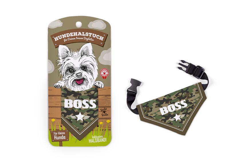 Kleines Hundehalstuch, Halsband mit Spruch "Boss", camouflage, Tierische Geschenke, Für deinen treuen Begleiter, 510752, 4027268243907
