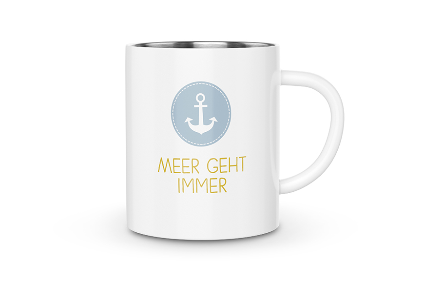 Geschenk für Dich Edelstahl Thermobecher, maritimer Outdoor Becher Tasse "Meer geht immer", 538814, 4027268285754