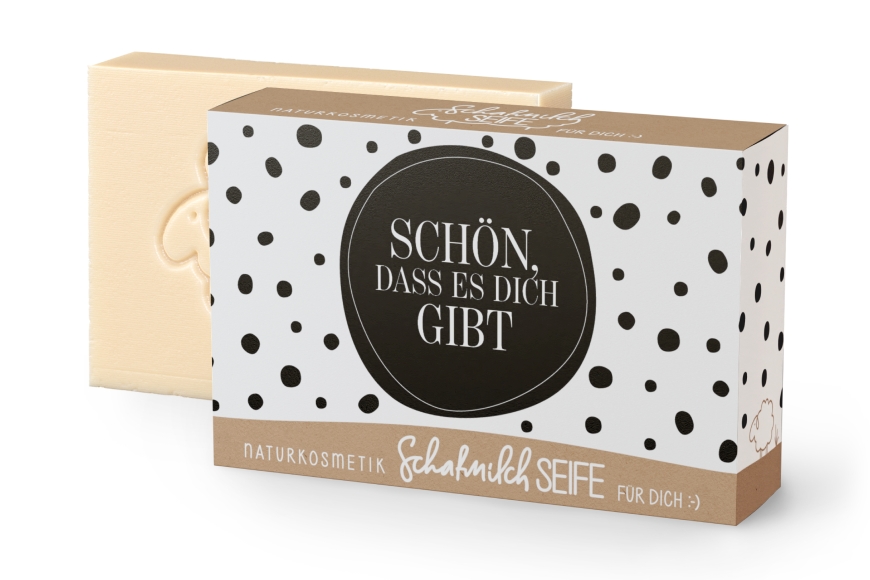 Geschenk für Dich Naturkosmetik Schafsmilchseife Seife "Schön, das es Dich gibt" schwarz weiß, 125572, 4027268329410