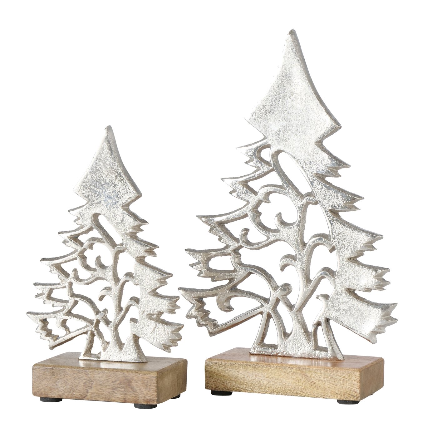 Deko Aufsteller Weihnachtsbaum braun silber 2er Set - H20-27cm, 2013598, 4020607911802, Boltze