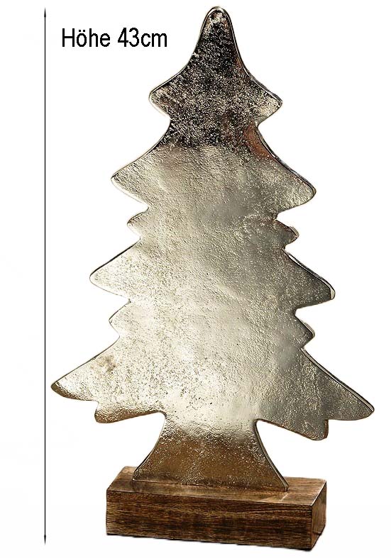 Deko Objekt Tanne aus Mangoholz Aluminium Höhe 43 cm, Weihnachtsdekoration, 8220900, 4020607392717, Boltze XMAS