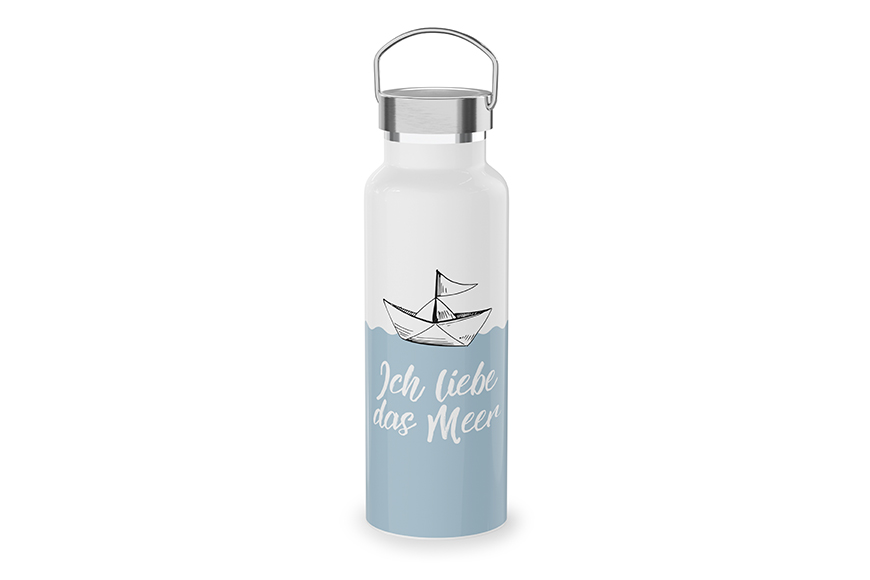 Edelstahl Thermoflasche Trinkflasche "Ich liebe das Meer", 539813, 4027268284986