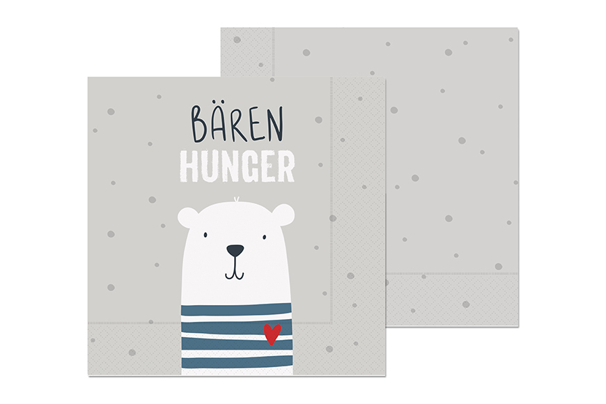 Geschenk für Dich Papier Kinder Servietten "Bären Hunger" Motiv Eisbär, 130332, 4027268325108