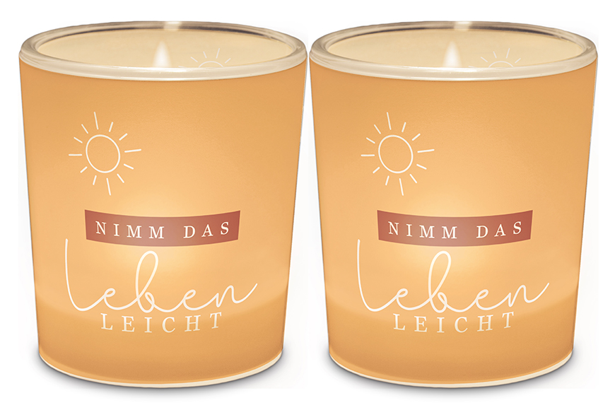 Windlicht Kerzenglas mit Botschaft "Nimm das Leben leicht", 640354, 4027268279784