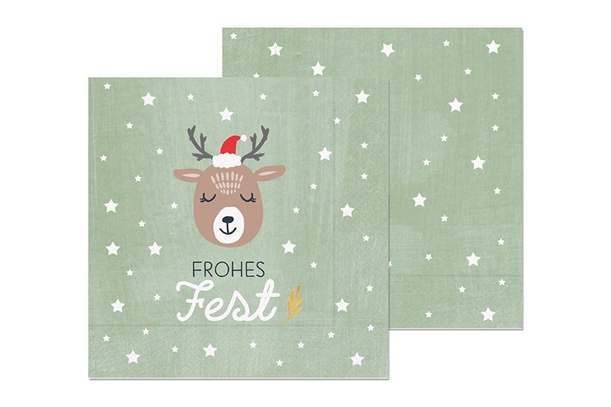 Weihnachtliche Papier Servietten "Frohes Fest" Hirsch, 130114, 4027268308514, Geschenk für Dich :-) online kaufen bei Malou❤️