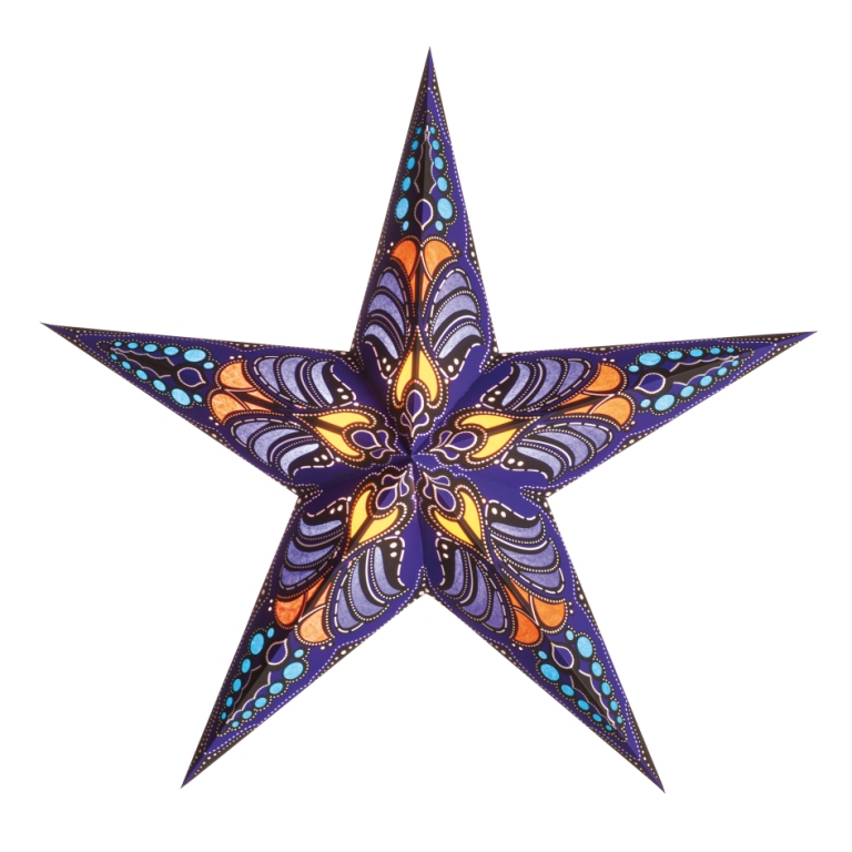 Starlightz Earth Friendly Stern ramadasa blue, blau, orange, gelb, D60cm, 302948, Leuchtstern, Faltstern, Deckensterne, Papierstern, 4046833302948