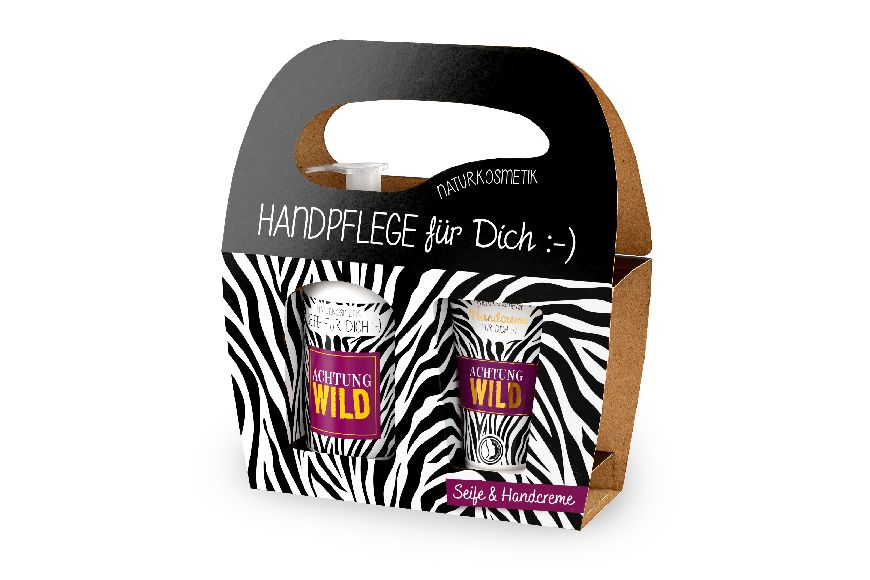 NGeschenk für Dich Naturkosmetik Handpflege Set "Achtung Wild" Zebra Look Handcreme + Seife, 122343, 4027268303243