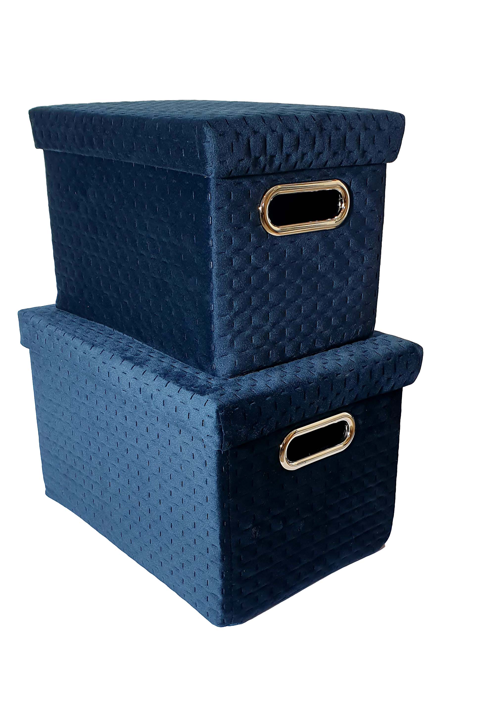 Edle Samt Aufbewahrungsboxen mit Deckel blau dunkelblau, 580023, 4025809580023, Box, Sammelbox