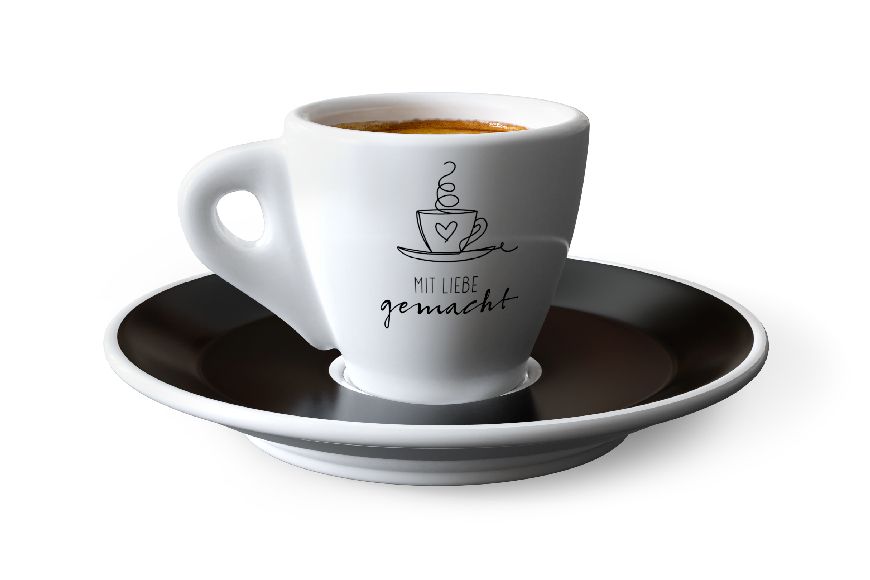 Espressotasse mit Teller "Mit Liebe gemacht" - Simple Kitchen, 930642, 4027268301171, Geschenk für Dich :-)