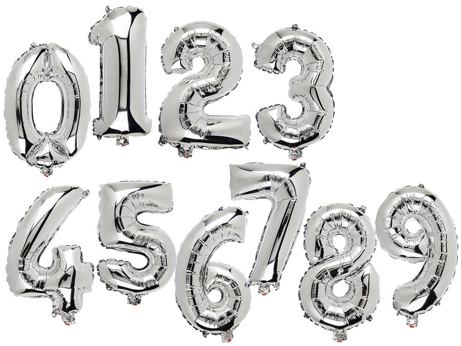 Folienballon Luftballons Zahlen silber, Zahleballon, Zahlenluftball