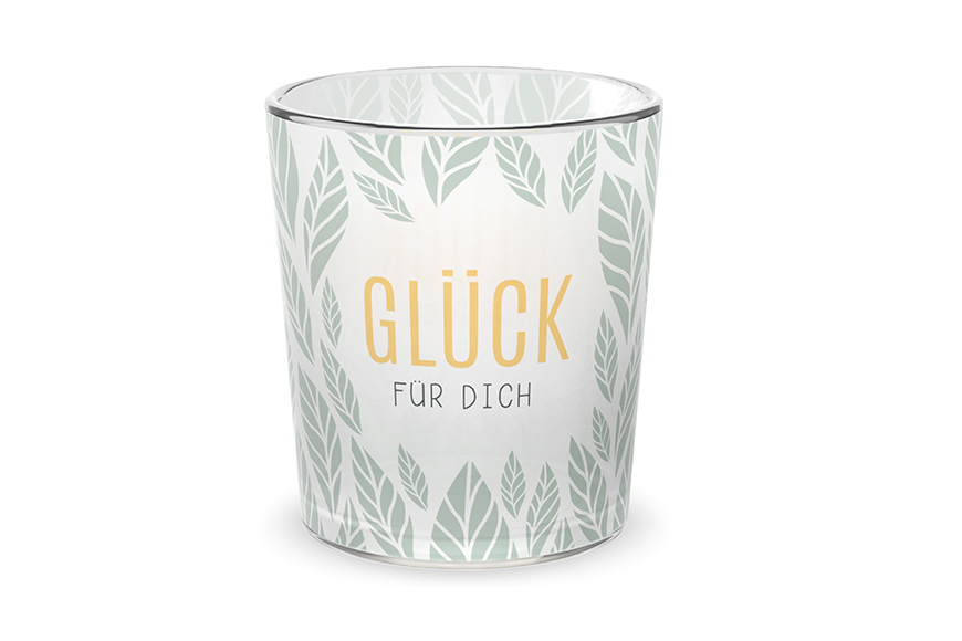 Geschenk für Dich Glas Windlicht Kerzenglas mit Botschaft Spruch "Glück für Dich", 640394, 4027268314751