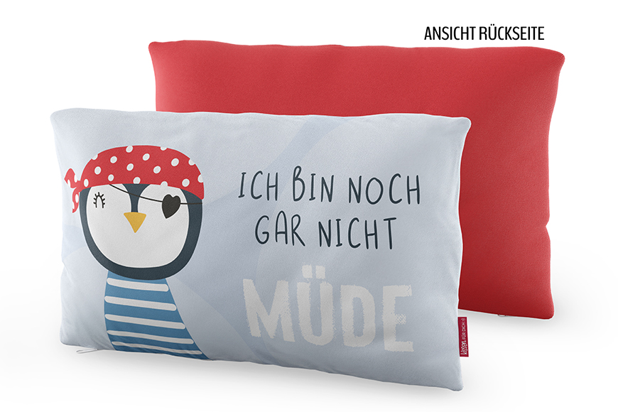 Geschenk für Dich Kinderkissen Pinguin Pirat "Ich bin noch gar nicht müde", Kissen Kuschelkissen, 396333, 4027268305988, Dekokissen 