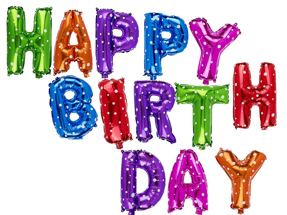Luftballon Folienballon "HAPPY BIRTHDAY" mit bunten Buchstaben, Geburtstagsdekoration, 4029811390236, 62/0821
