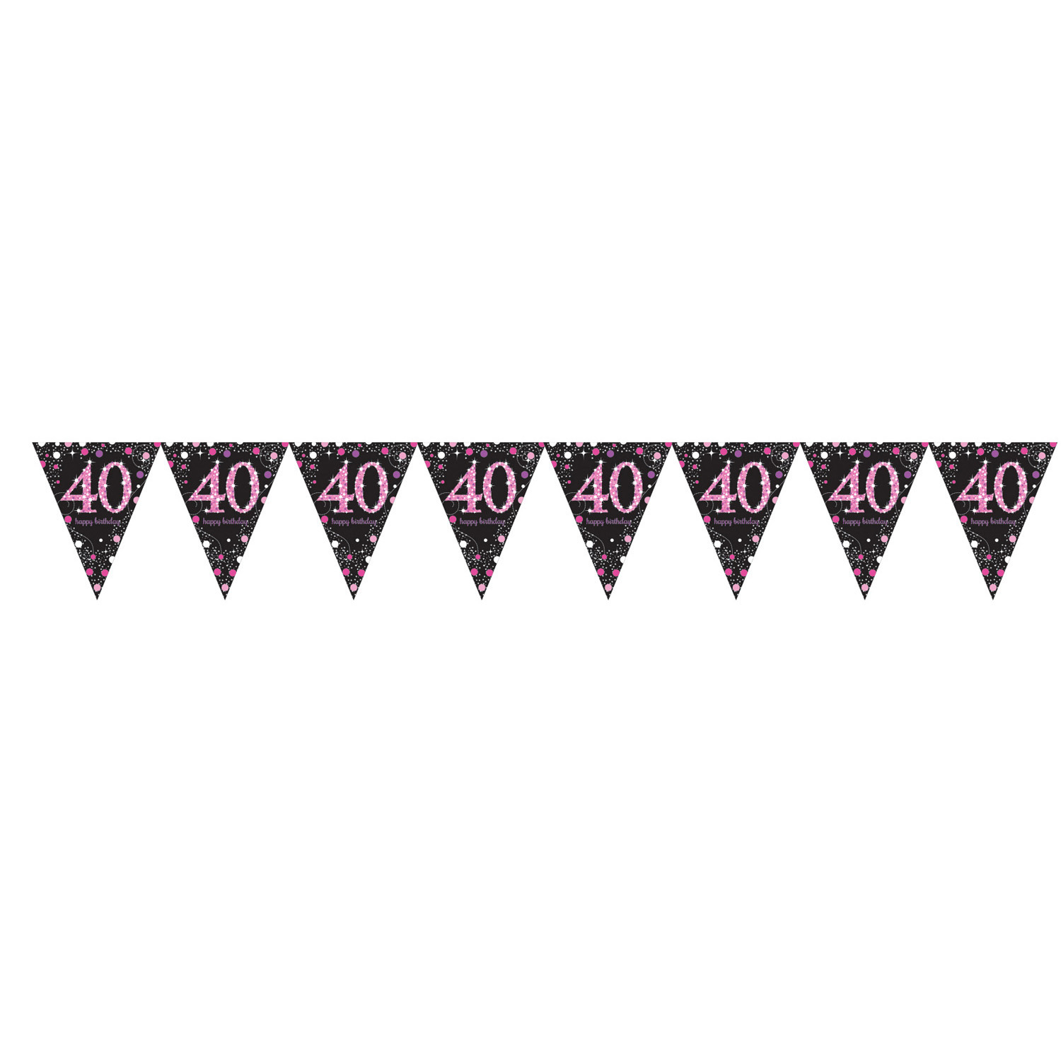 Wimpelkette Wimpelgirlande zum 40. Geburtstag pink schwarz, 013051637620