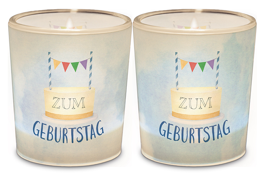 Windlicht Kerzenglas mit Botschaft "Zum Geburtstag", 640236, 4027268286652