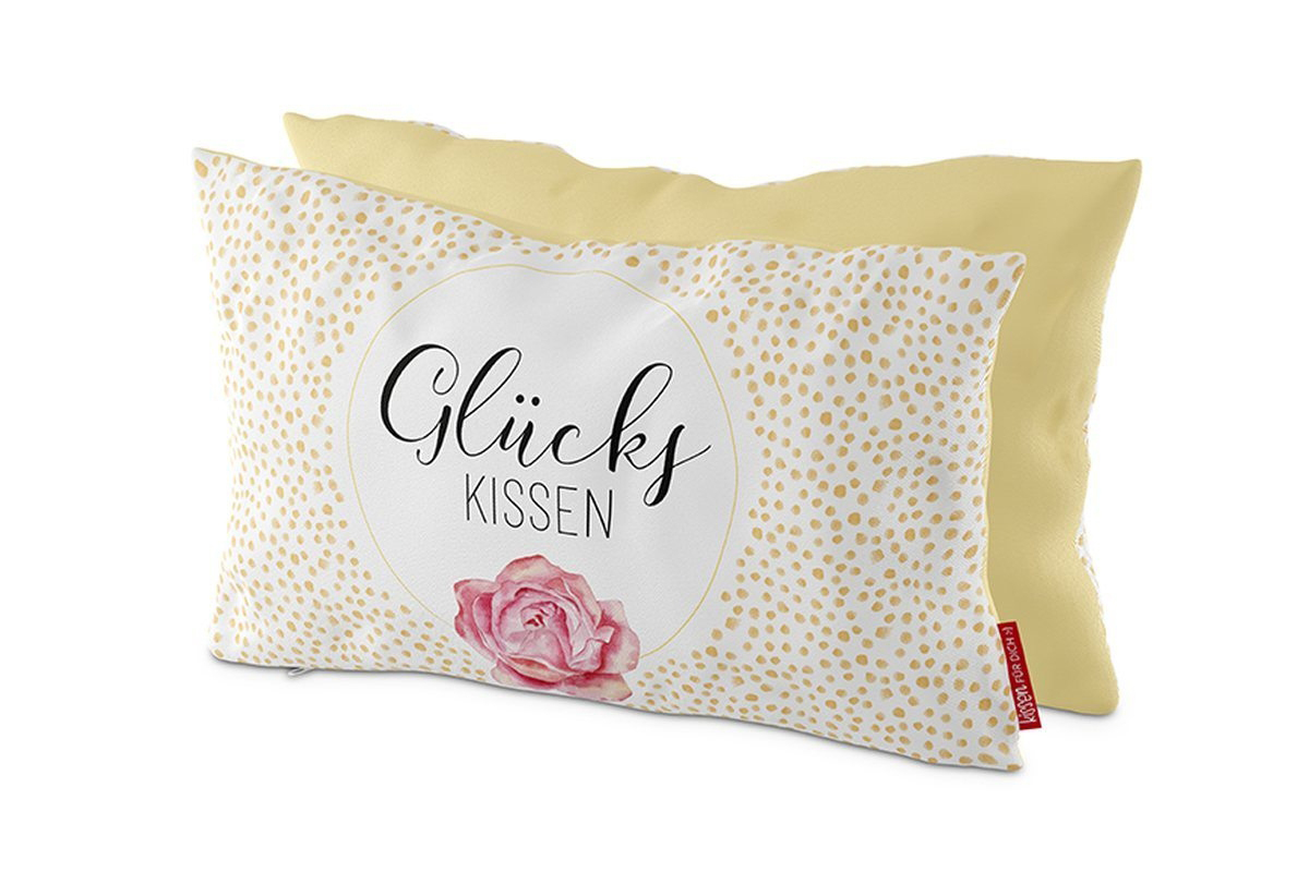 Geschenk für Dich Kuschelkissen Kissen mit Motiv Rose Spruch "Glückskissen", Dekokissen, 396663, 4027268270460