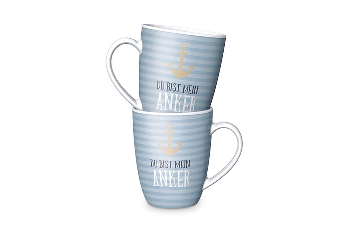 Keramik Becher Tasse mit Spruch "Du bist mein Anker"