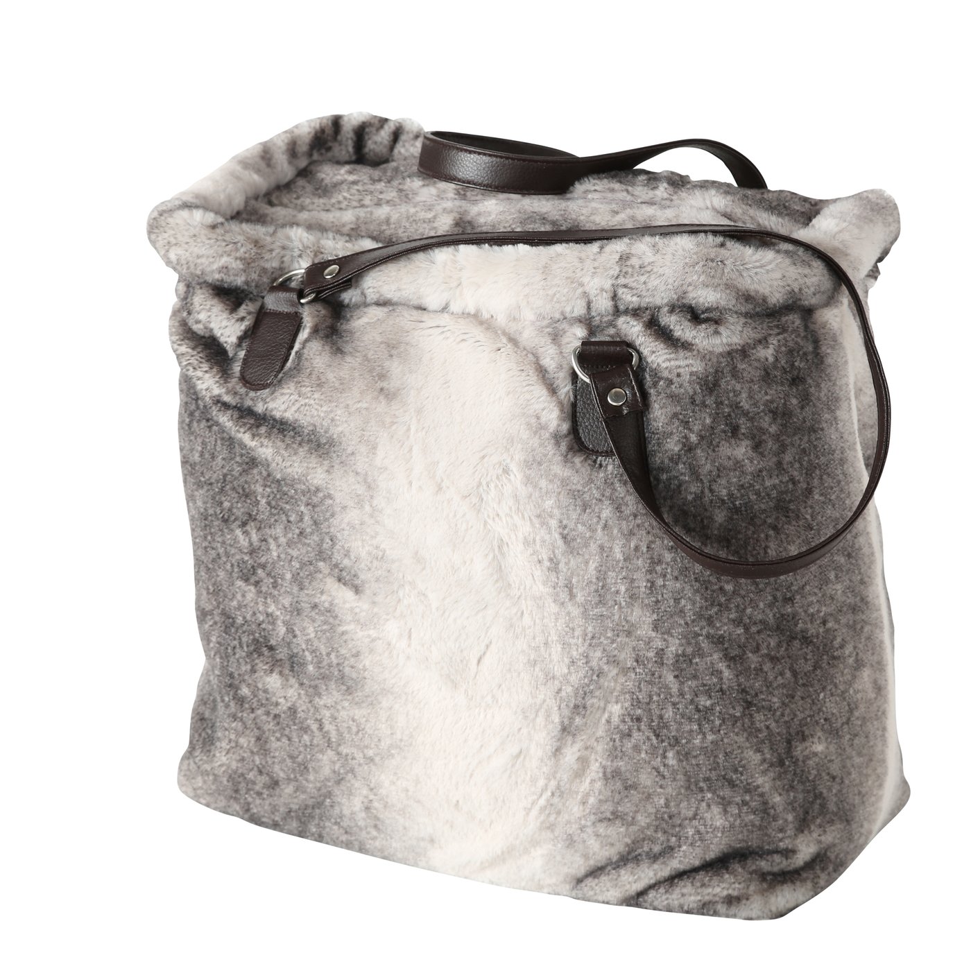 Fell Handtasche Shopper Shoppingtasche Hase grau beige, Tasche aus künstlichen Kaninchenfell, 1008949, 4020607554122, Boltze
