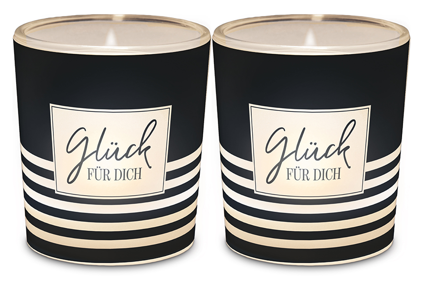 Glas Windlicht Kerzenglas mit Botschaft Spruch "Glück für Dich", 640571, 4027268314690, Geschenk für Dich :-) Online Shop Malou❤️