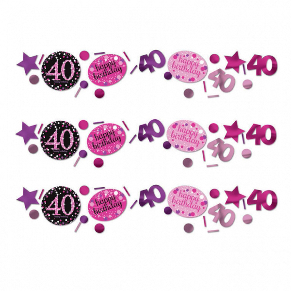 Konfetti Streu Deko zum 40. Geburtstag "Happy Birthday" Sparkling Celebration - Pink, 900602, 013051637668