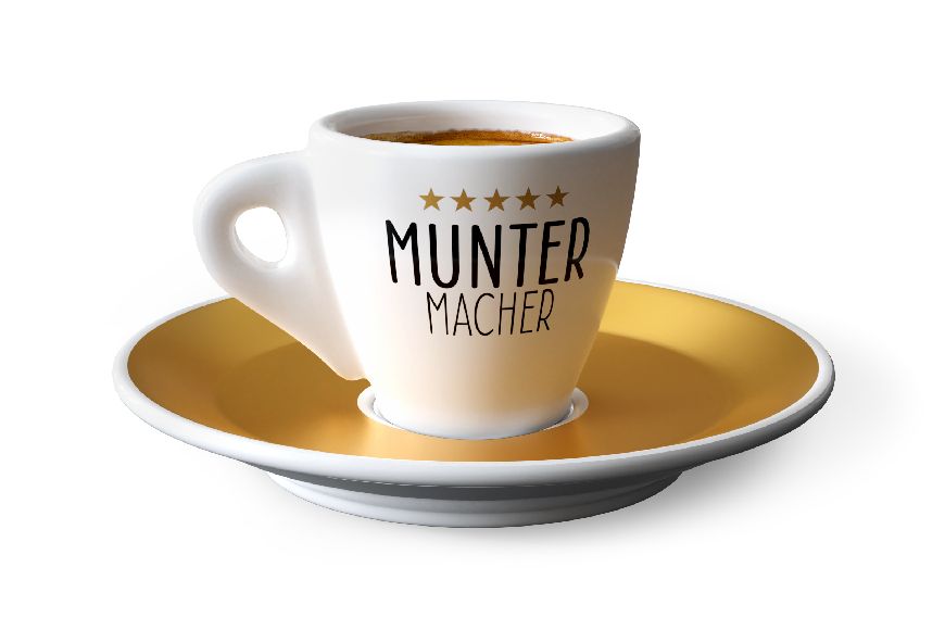 Espressotasse mit Teller "Muntermacher" - Simple Kitchen, 930641, 4027268301164, Geschenk für Dich :-)