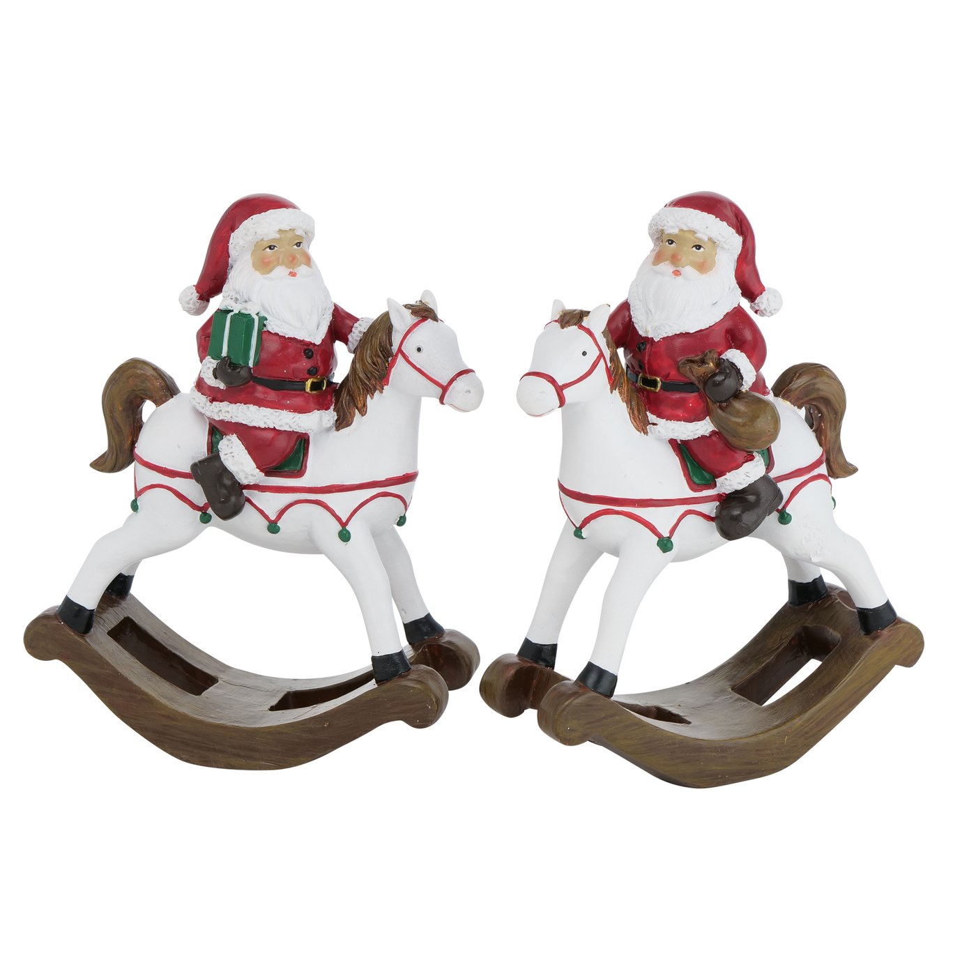 Figur Schaukelpferd mit Weihnachtsmann - H14cm, 2013049, 4020607904750