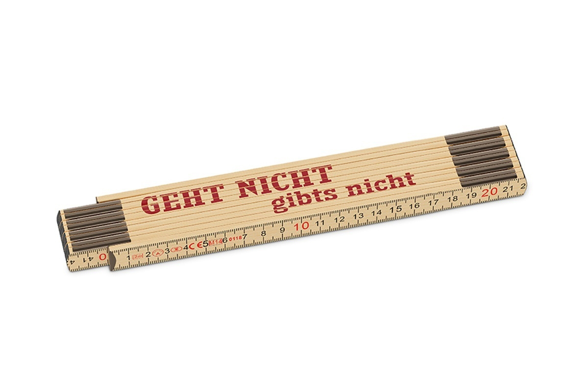 Hochwertiger Zollstock aus Glasbirkenholz mit dem Spruch "Geht nicht gibts nicht", Männergeschenk, 392427, 4027268274635