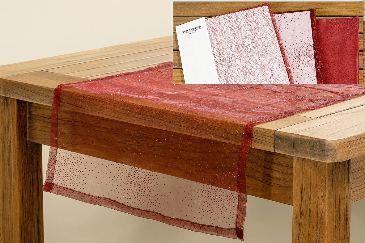 Deko Tischläufer mit Muster rot 3er Set - Maße: 140 x 40 cm, 7694600, 4020607444478