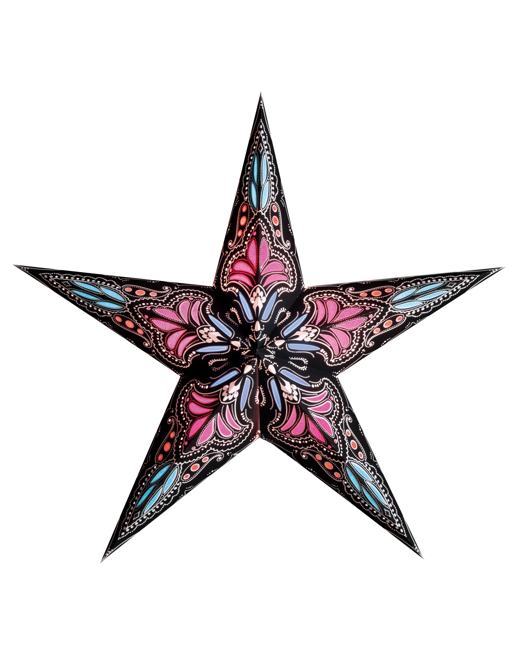 Starlightz Earth Friendly Stern jaipur black/pink, D60cm, 302658, Leuchtstern, Faltstern, Deckensterne, Papierstern, 8904137600268