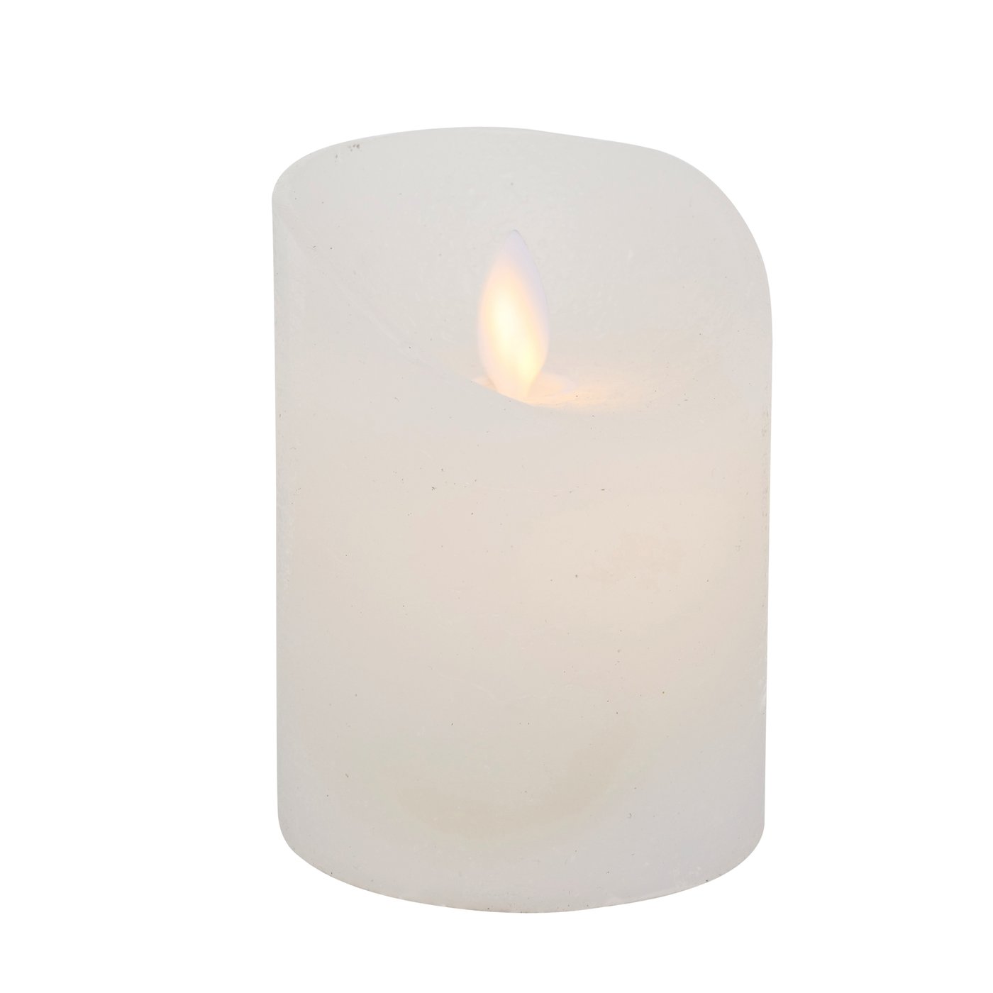 LED Echt Wachs Kerze weiß mit Timer Höhe 10cm, Durchmesser 7,5cm, 2004104, 4020607780224