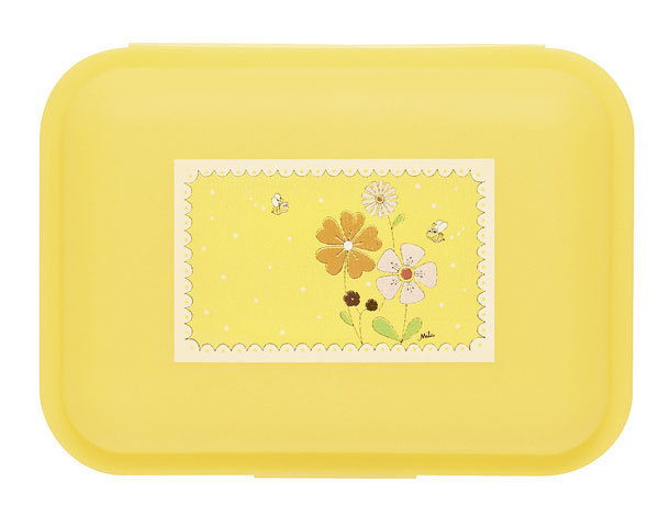 Mila Brotdose Landblumen 24022, Butterbrotdose, Lunchbox, Lunchboxen, aus Kunststoff, Mila Design with a smile, gelb