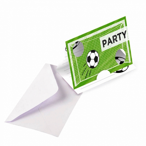 Einladungskarte mit Umschlag Kicker Party Kindergeburtstag Motto Fußball