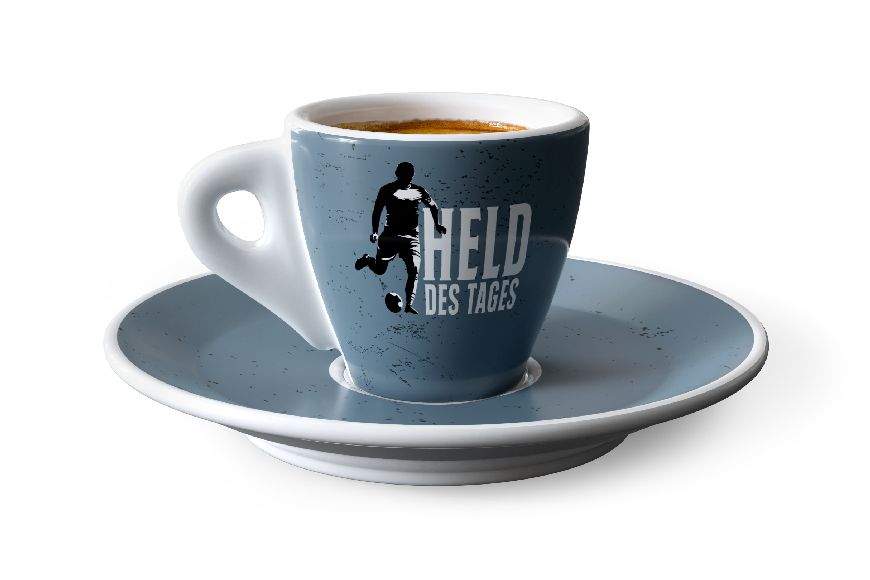 Espressotasse mit Teller "Held des Tages" - Echte Kerle, 930361, 4027268301126, Geschenk für Dich :-)