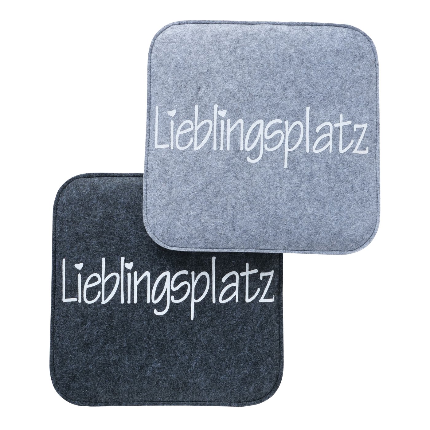 Filz Sitzkissen Stuhlkissen "Lieblingsplatz" grau, anthrazit schwarz, 2006223, 4020607808928