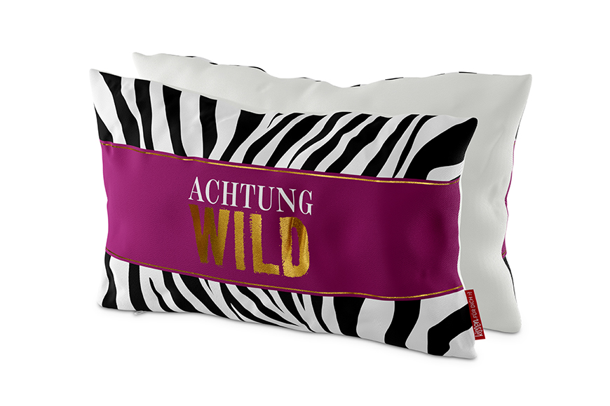 Geschenk für Dich Deko Kissen "Achtung Wild" im Zebra Look, 396343, 4027268285051