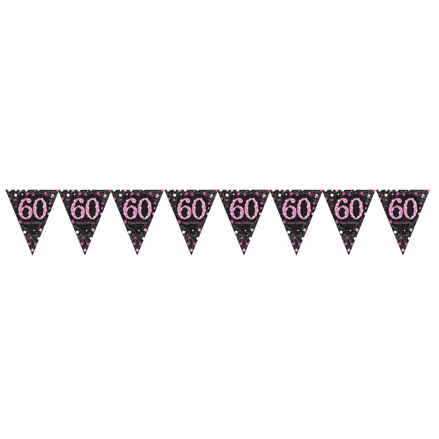 Wimpelkette Wimpelgirlande zum 60. Geburtstag pink schwarz