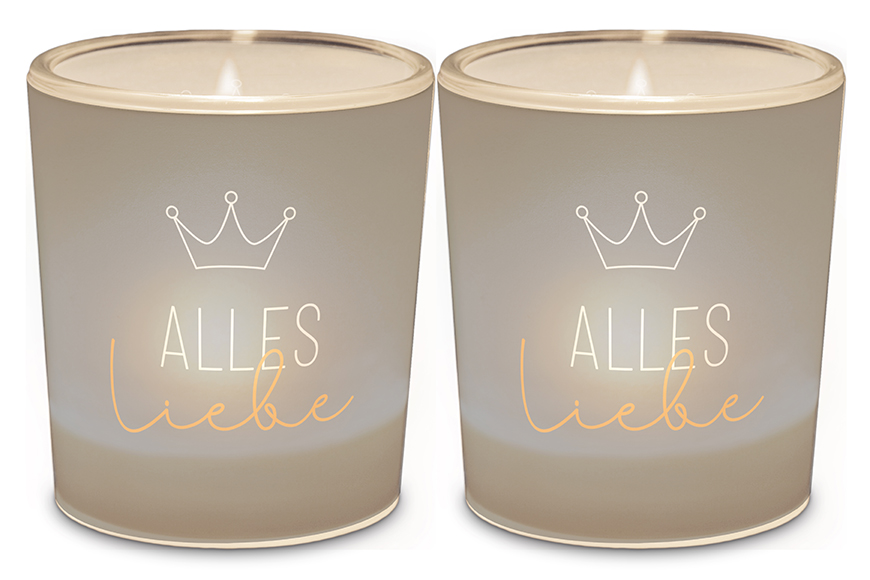 Windlicht Kerzenglas mit Botschaft "Alles Liebe", 640351, 4027268279753